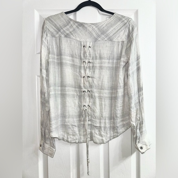 Cloth & Stone Casual Plaid Top S - Picture 4 of 6